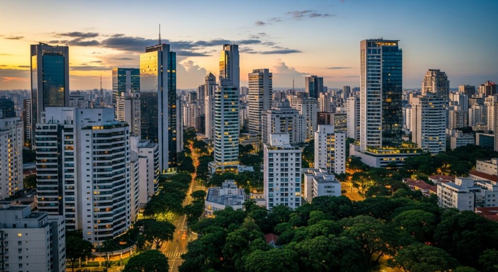 Skyline da Zona Sul e Oeste de SP — melhores bairros para investir em estúdio
